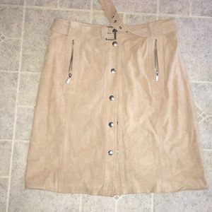 MICHAEL BY MICHAEL KORS REAL LEATHER TAN SKIRT